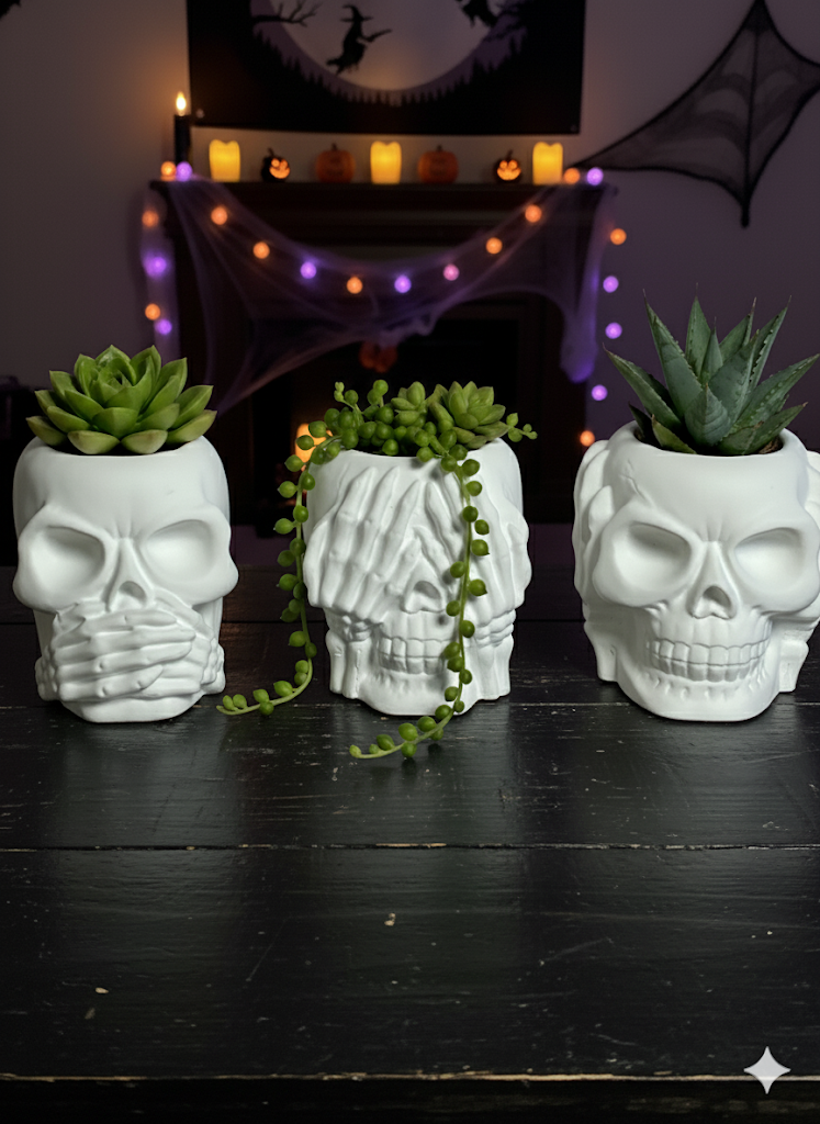 Eco-Resin Skull Jar Planters – Spooky Chic Décor