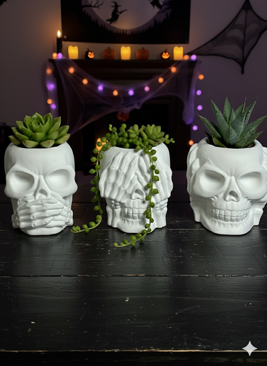 Eco-Resin Skull Jar Planters – Spooky Chic Décor