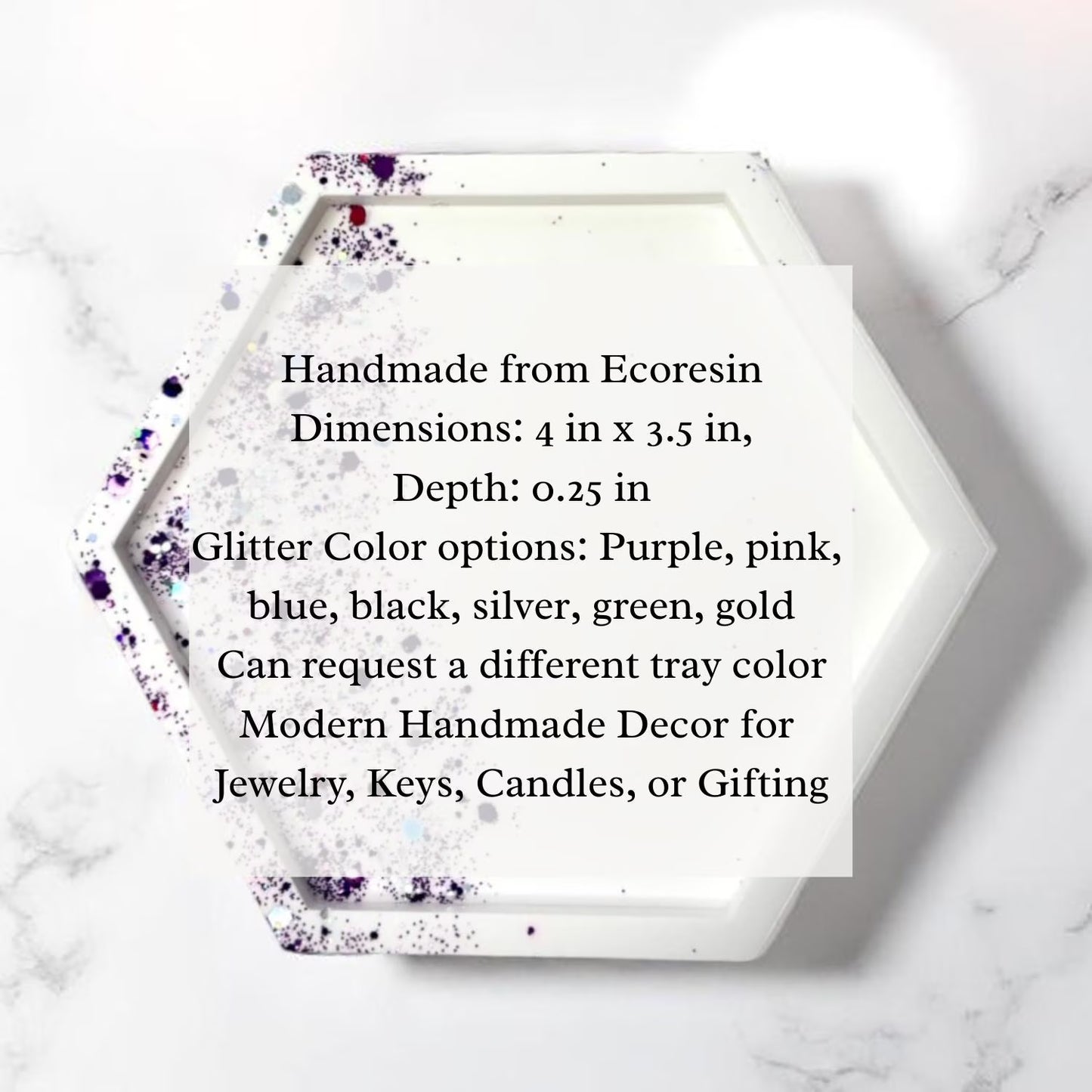 Glitter EcoResin Tray: Handmade Hexagon or Circle Jewelry, Keys, Candle Holder
